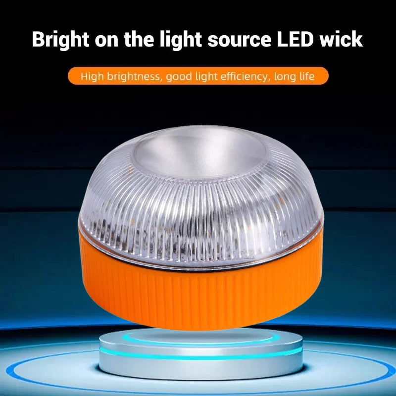 LED Car Emergency Light Dry Battery Emergency Help Light Waterproof Road Beacon Light Magnetic Induction Warning Strobe Light