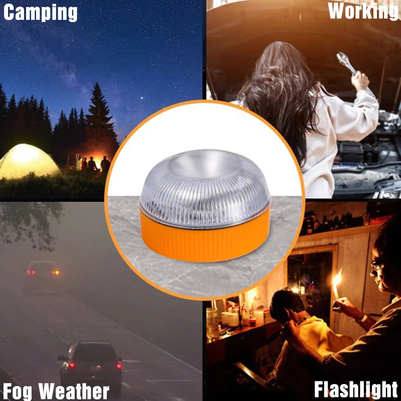 LED Car Emergency Light Dry Battery Emergency Help Light Waterproof Road Beacon Light Magnetic Induction Warning Strobe Light